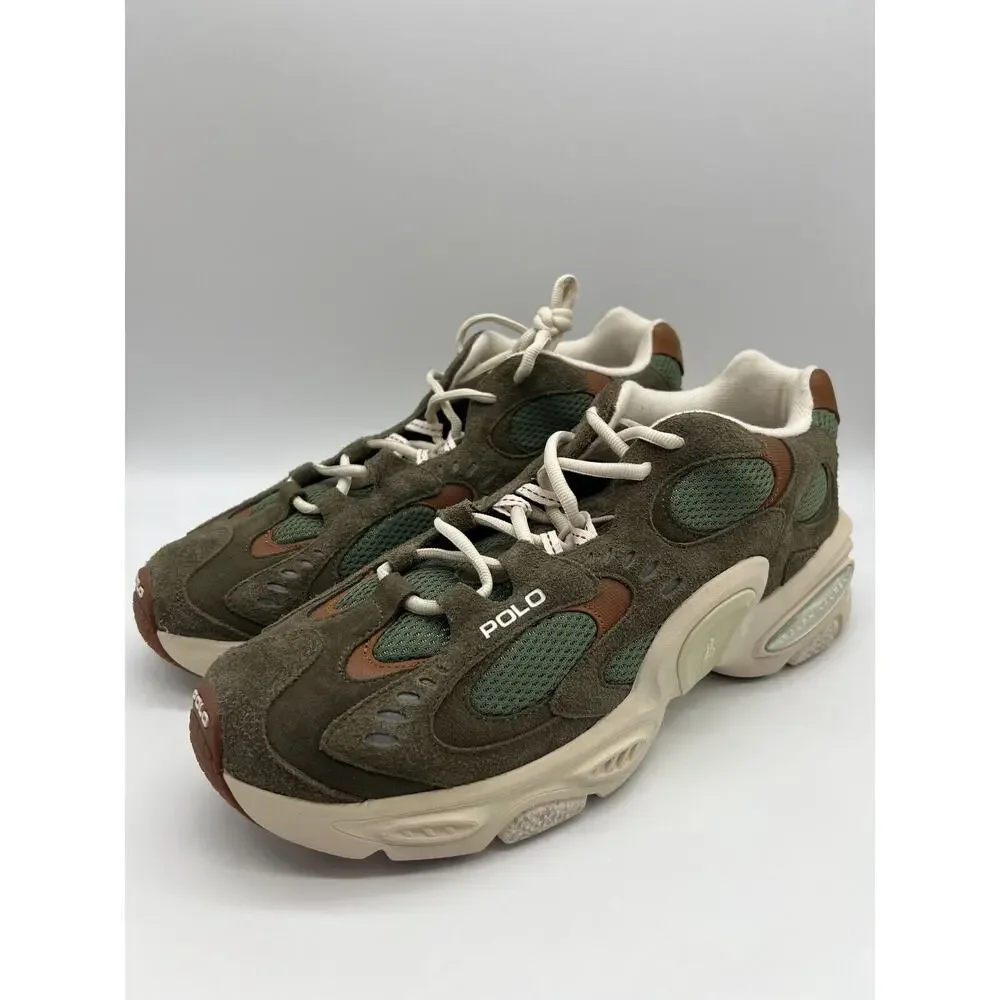 Polo Ralph Lauren Modern Trainer 100 Olive/White Size 11 NEW